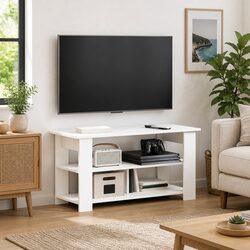 White Engineered Wood TV Stand - 100x40x50 cm