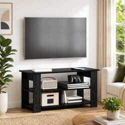 Black Oak TV Stand: Dimensions 100x40x50cm, Engineered Wood