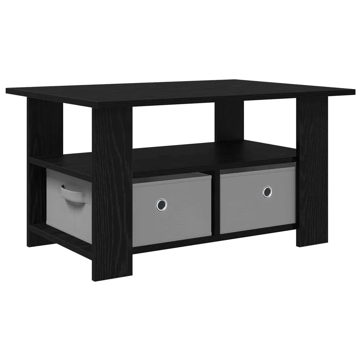 Coffee Table Black Living Room 77 x 55 x 42 cm Engineered Wood Storage Drawers