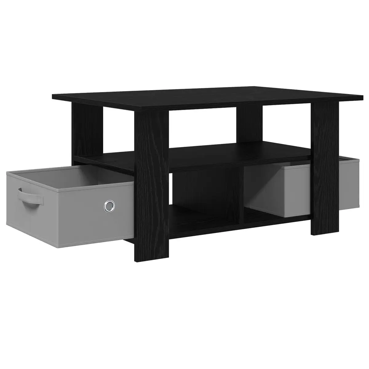 Coffee Table Black Living Room 77 x 55 x 42 cm Engineered Wood Storage Drawers