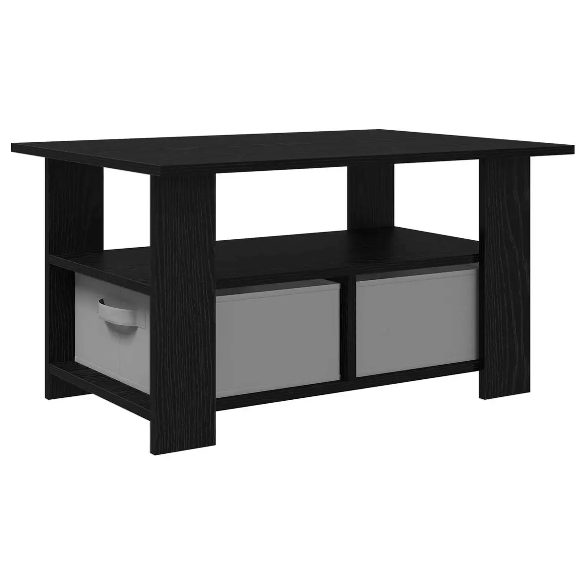 Coffee Table Black Living Room 77 x 55 x 42 cm Engineered Wood Storage Drawers
