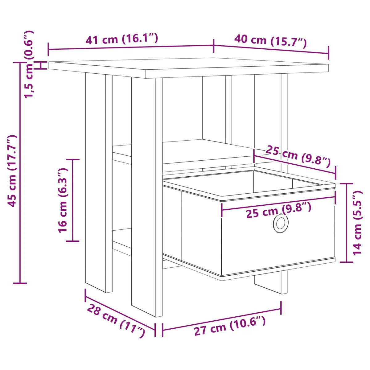 Bedside Table 2 pcs White 41 x 40 x 45 cm Engineered Wood Storage Drawer Shelf