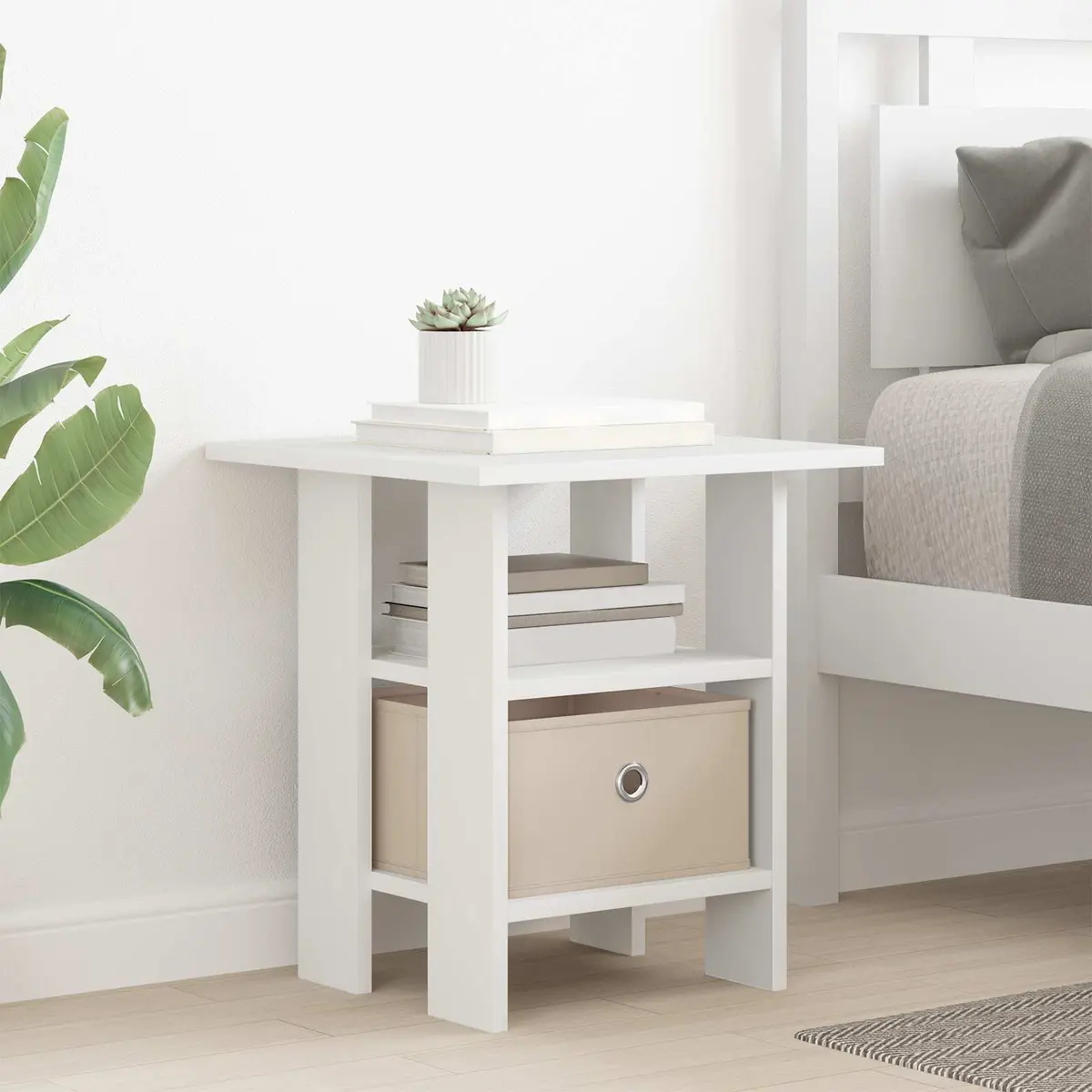Bedside Table 2 pcs White 41 x 40 x 45 cm Engineered Wood Storage Drawer Shelf