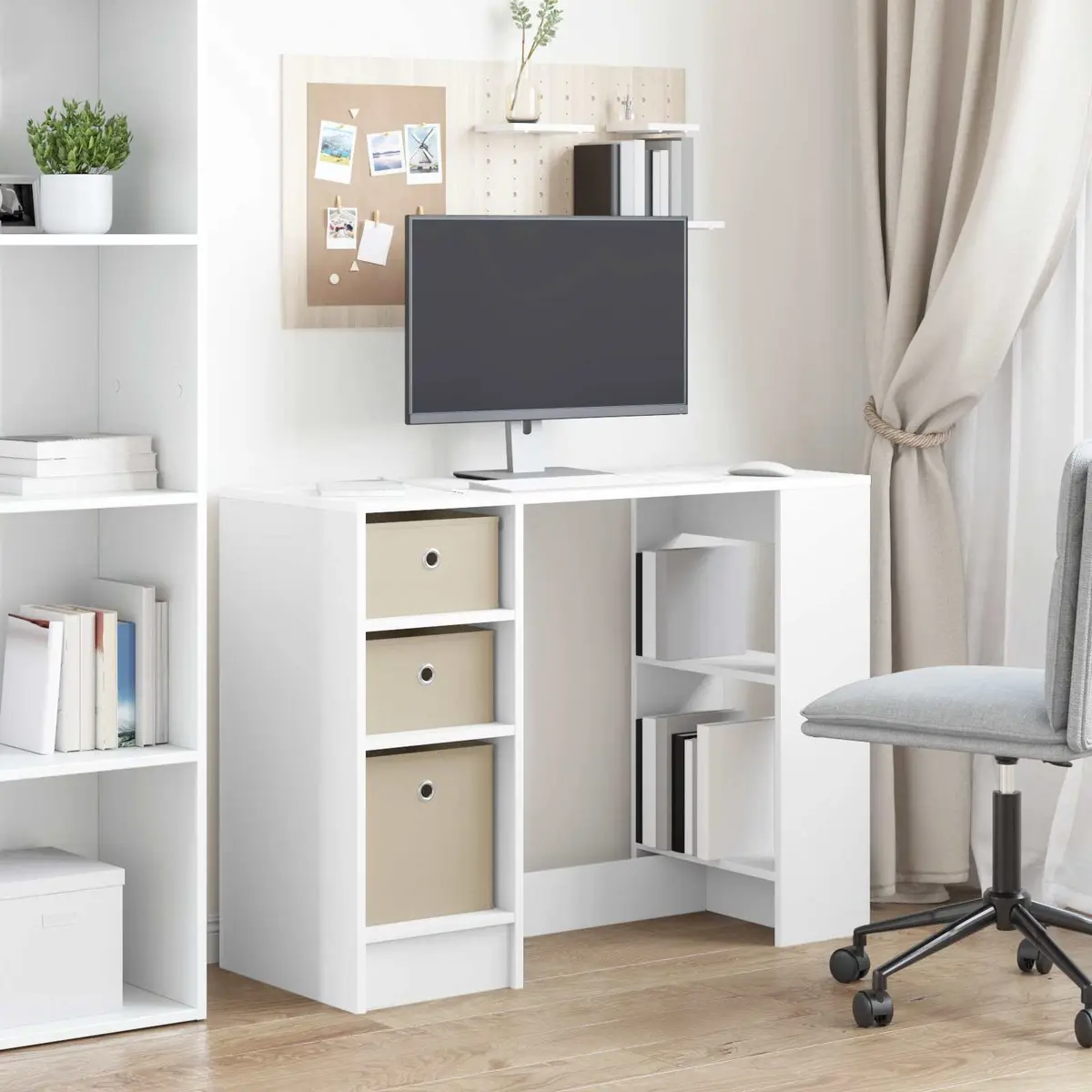 White Rectangular Desk for Home Office Study 100 x 40 x 75 cm