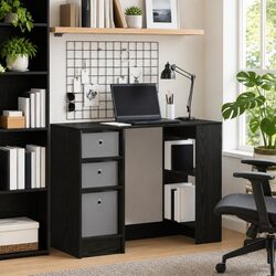 Black Oak Desk Specifications: 100x40x75cm, Engineered Wood