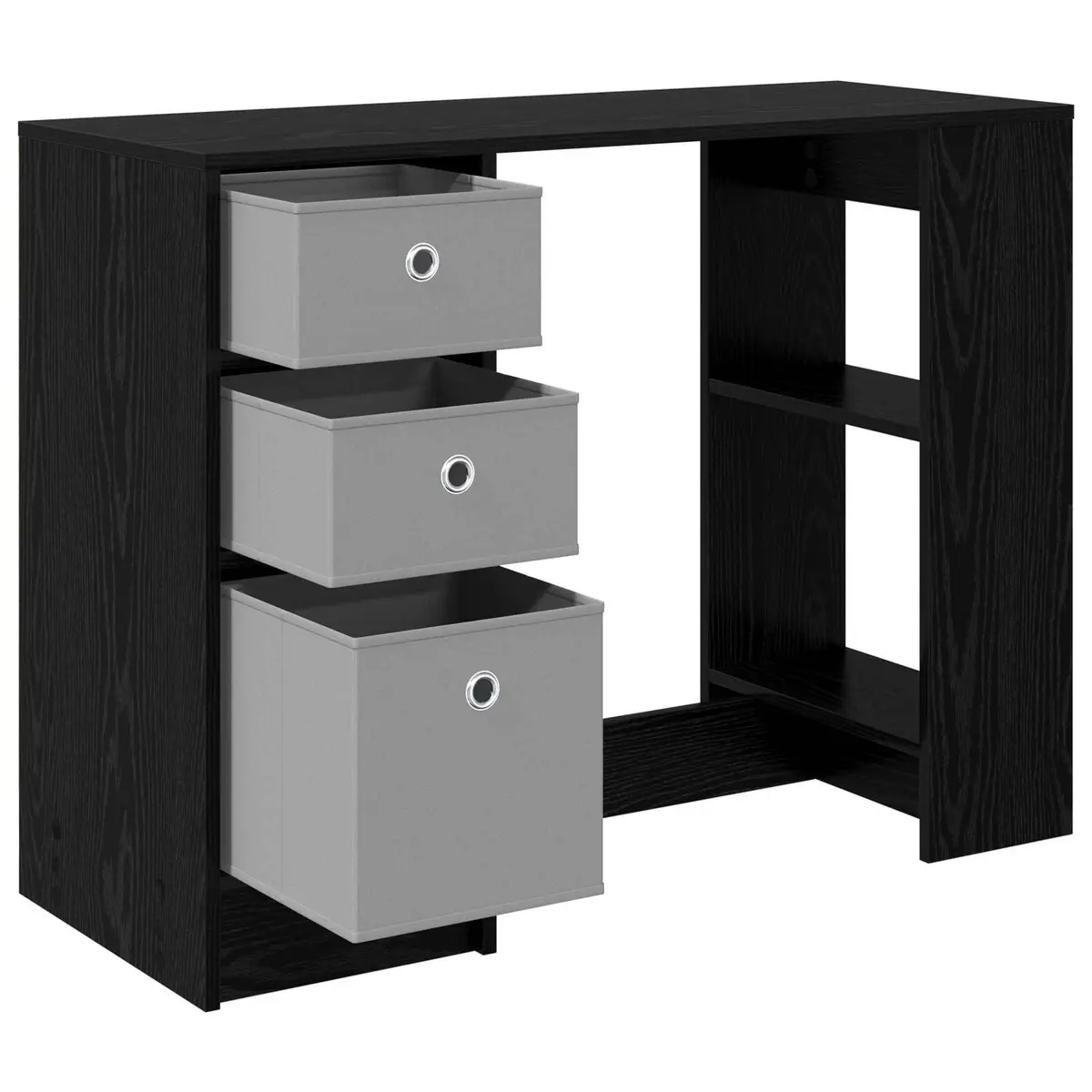 Black Oak Desk Office Study Writing 100x40x75cm Engineered Wood Rectangular