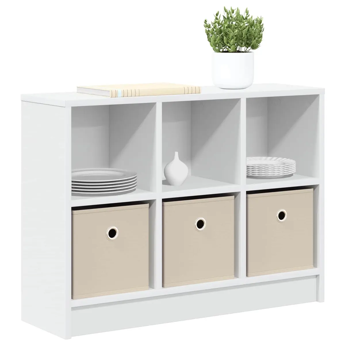 Sideboard Storage Cabinet for Living Room White Engineered Wood 73.5 x 22.5 x 53.5 cm