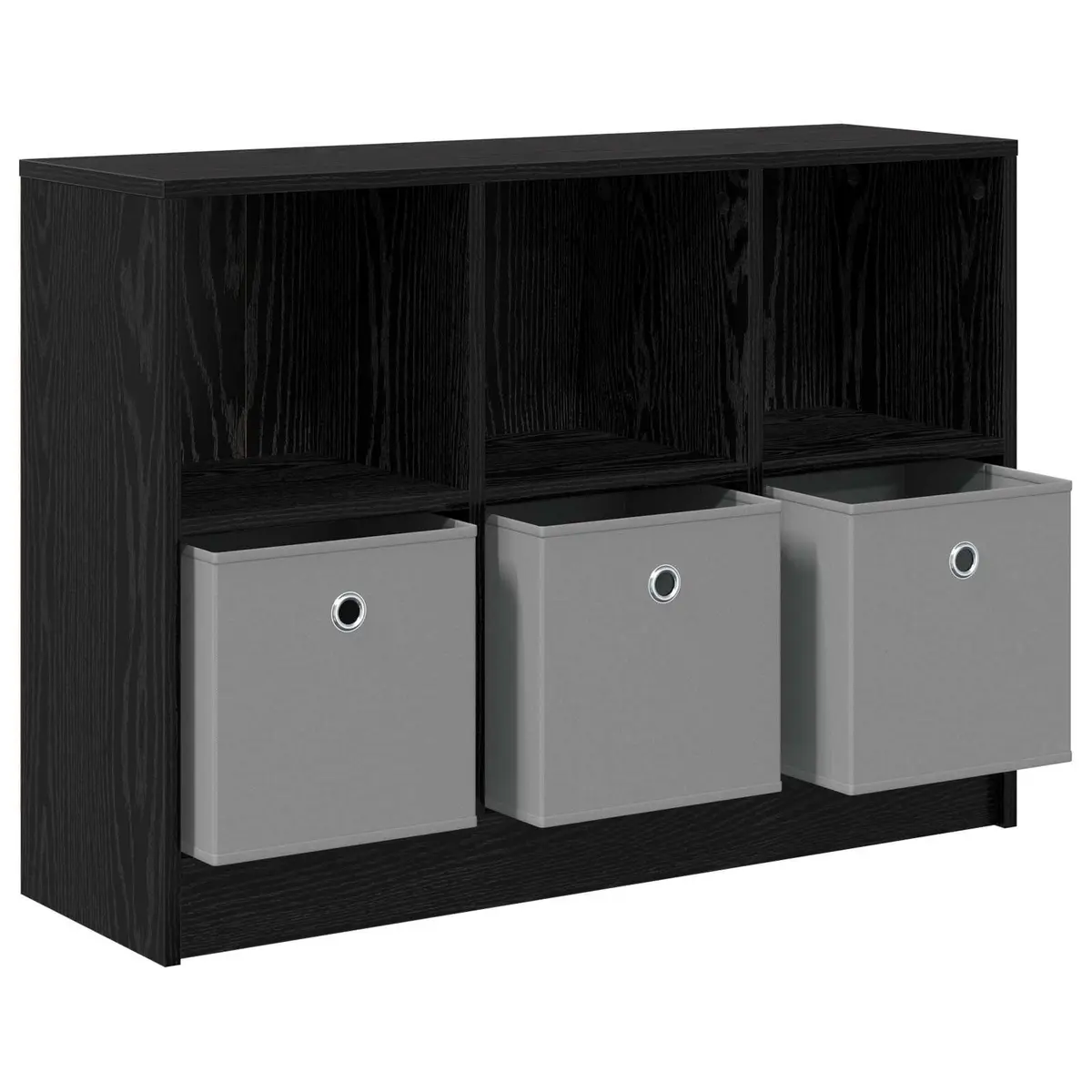 Black Oak Sideboard Modern Storage Cabinet Living Room 88.5 x 27.5 x 63.5 cm