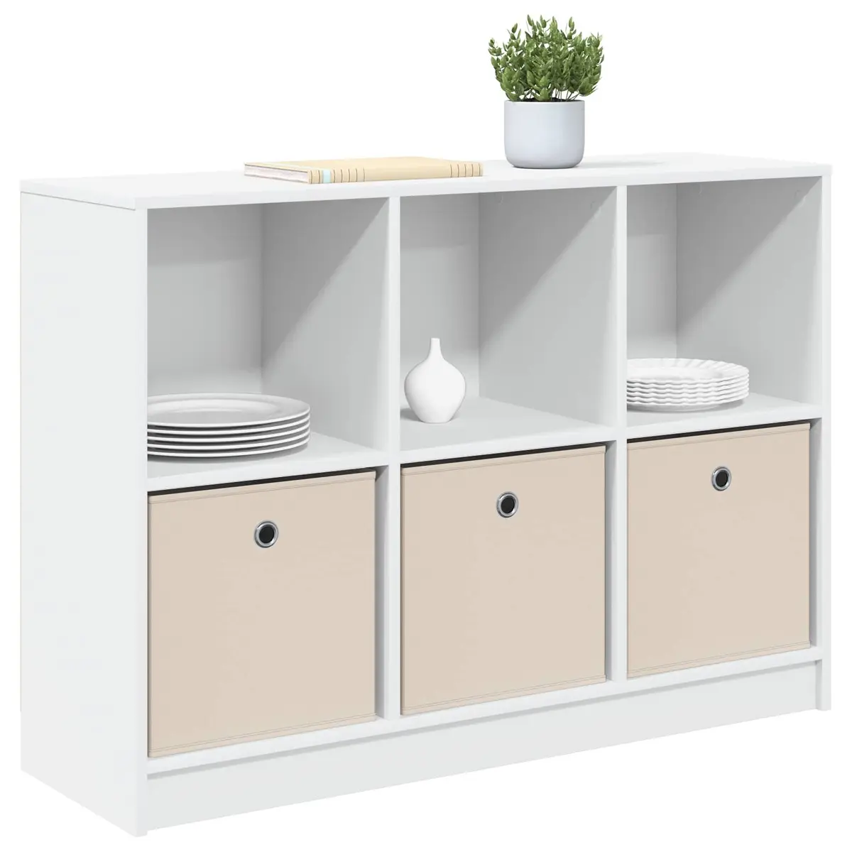 White Sideboard Storage Cabinet for Living Room Hallway 102 x 32 x 73.5 cm