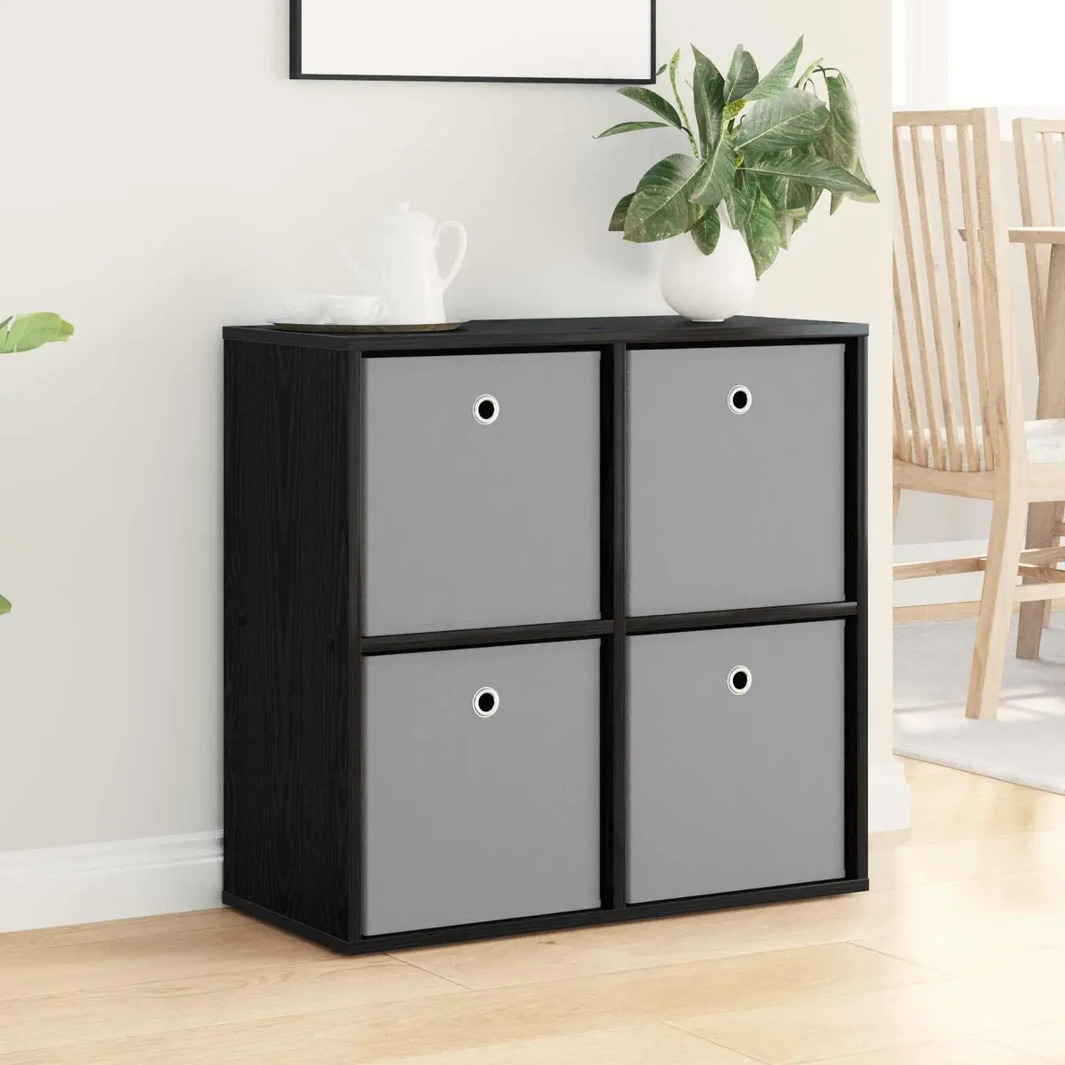 Sideboard with Drawer Black Storage Cabinet Modern Living Room Buffet Shelves