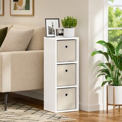 Compact White Sideboard with Drawer - 25.5 x 22 x 69.5 cm