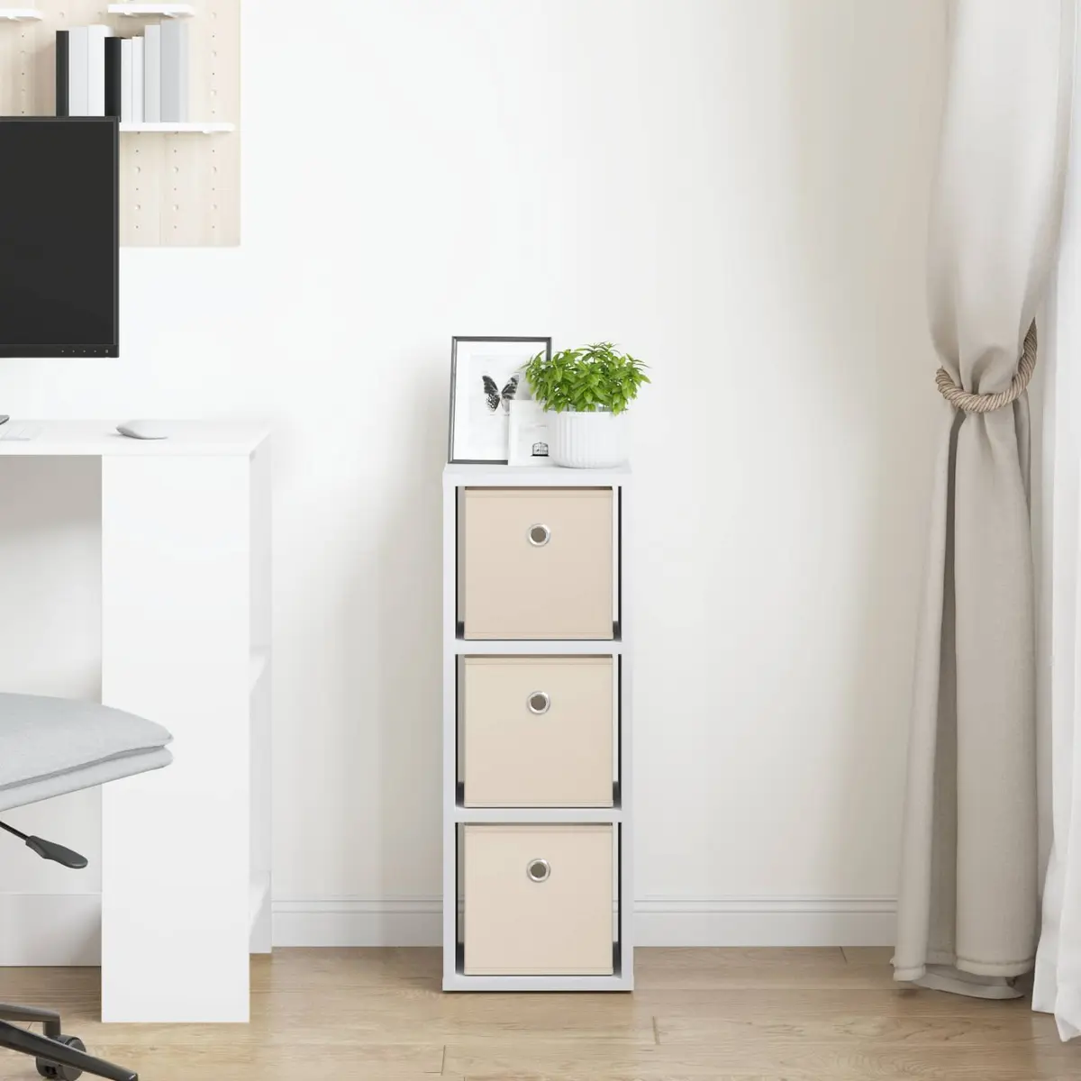 Sideboard with Drawer for Living Room White 25.5 x 22 x 69.5 cm Modern Storage Cabinet