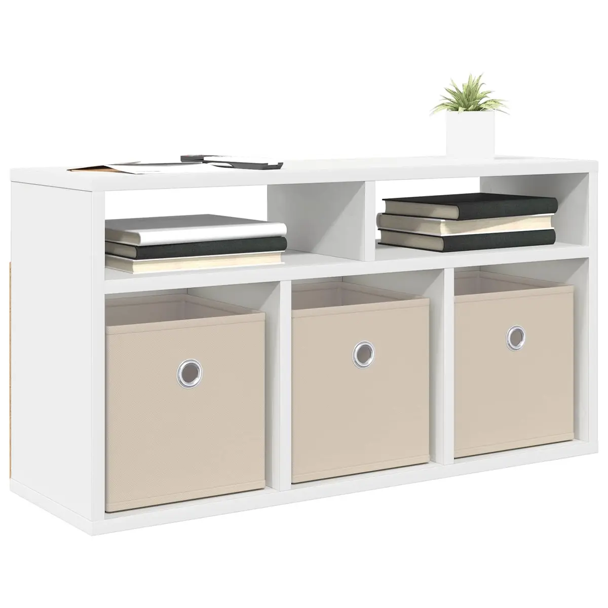 White Lowboard TV Unit with Drawer, 72cm