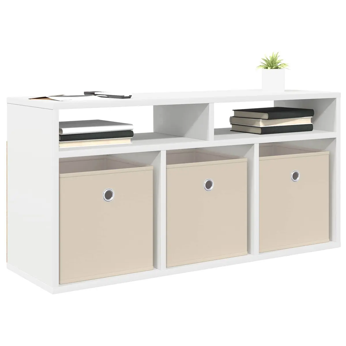 Lowboard TV Unit for Living Room White 87 x 27.5 x 43 cm