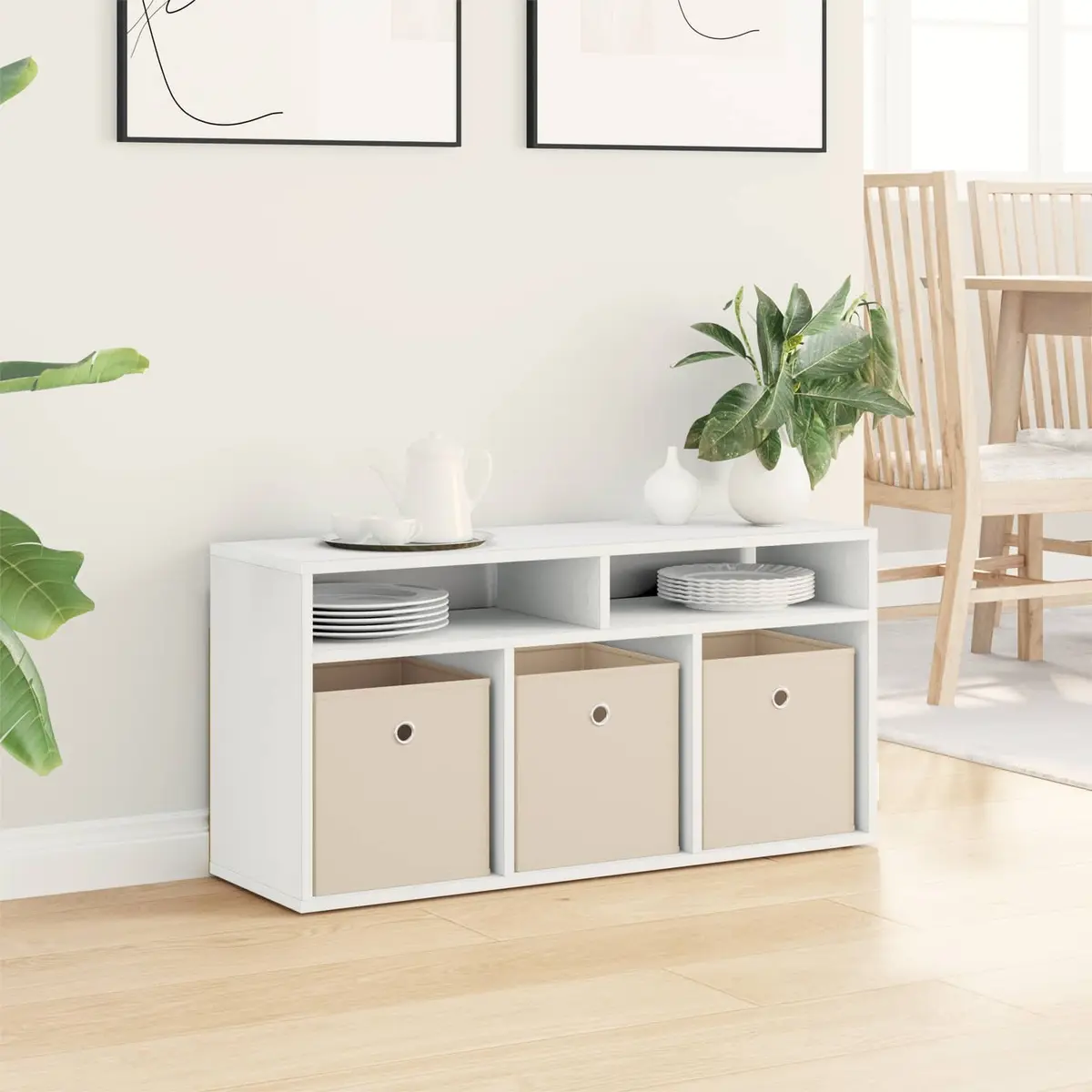 Lowboard TV Unit for Living Room White 87 x 27.5 x 43 cm