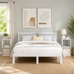 Dimensions and Materials: White Bedside Table Set
