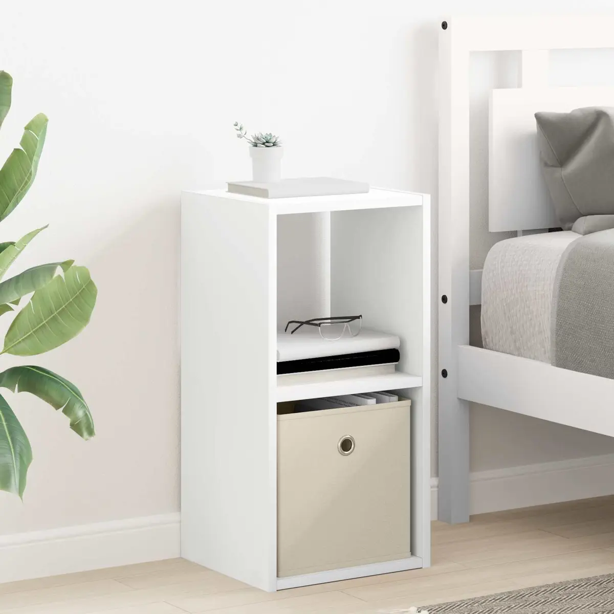 Bedside Table 2 pcs White 30.5 x 27 x 59.5 cm with Drawers Recessed Handles