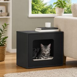 Cat House Dimensions: 51 x 30 x 42.5 cm, Black Wood