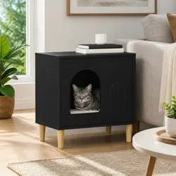 Black Indoor Cat House - Dimensions 51 x 30 x 52 cm
