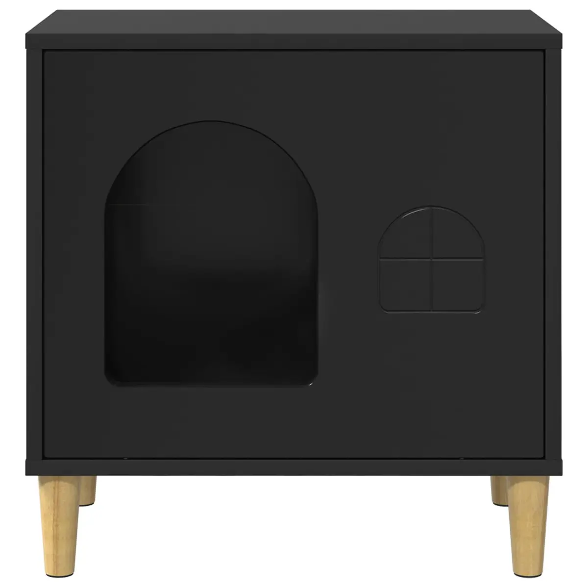 Cat House Indoor Pet Furniture Black Engineered Wood 51 x 30 x 52 cm