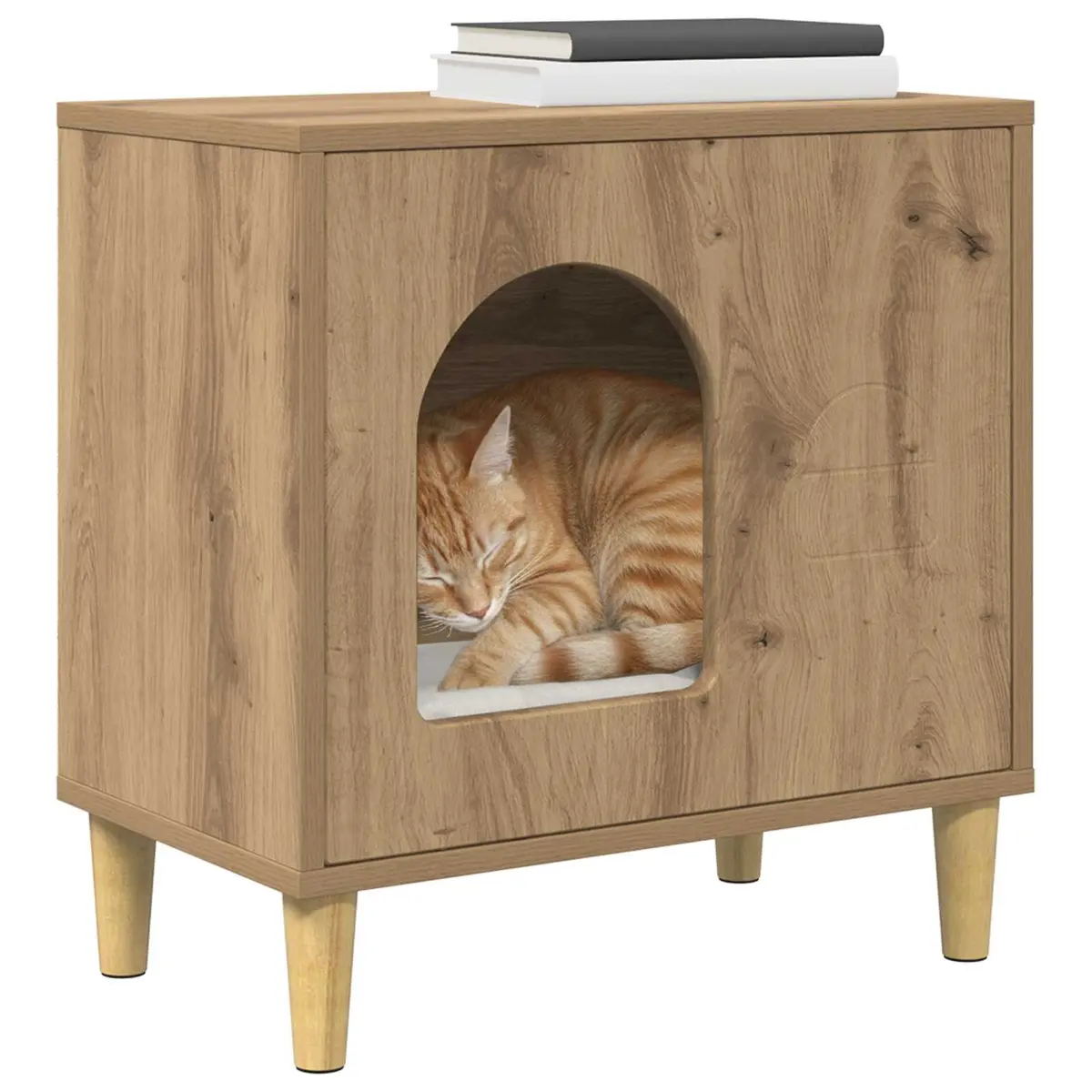 Cat House Indoor Pet Furniture Brown Engineered Wood 51 x 30 x 52 cm