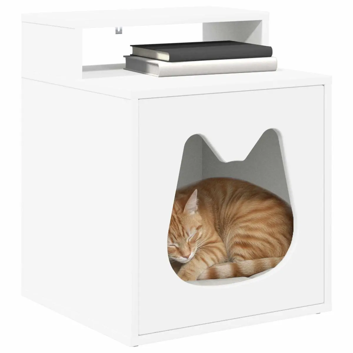 Cat House Indoor Use White Engineered Wood Rectangular