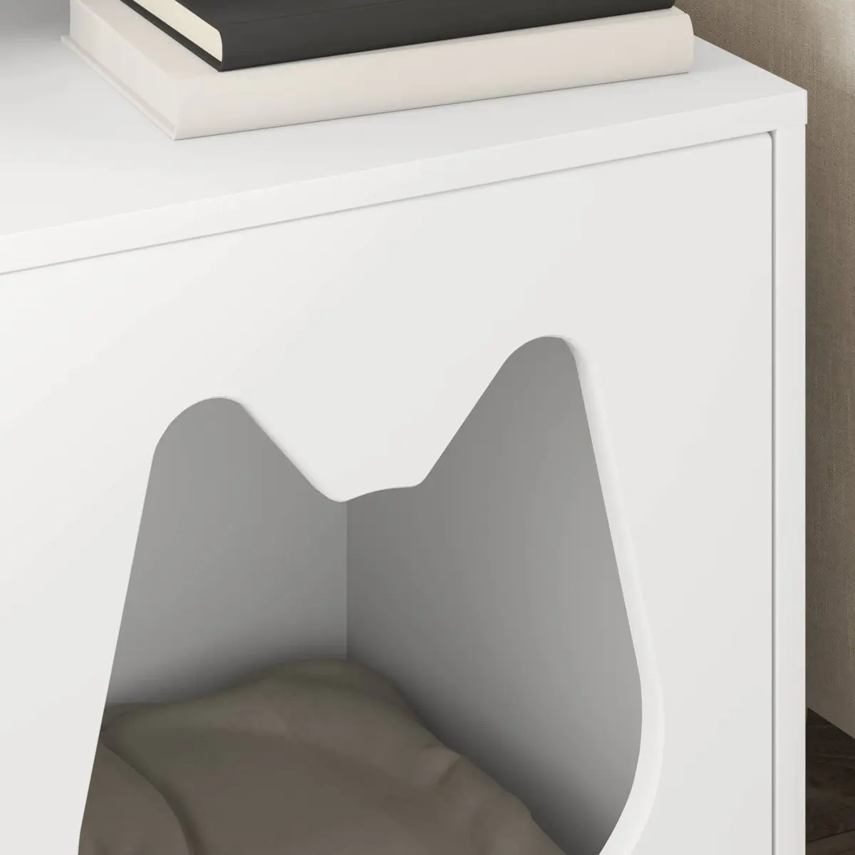 Cat House Indoor Use White Engineered Wood Rectangular
