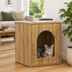 Cat House Modern Design Brown Engineered Wood Indoor Pet Furniture 53x52x62cm