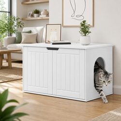 Dimensions and Specs of White Cat House - 85x55x50.5cm