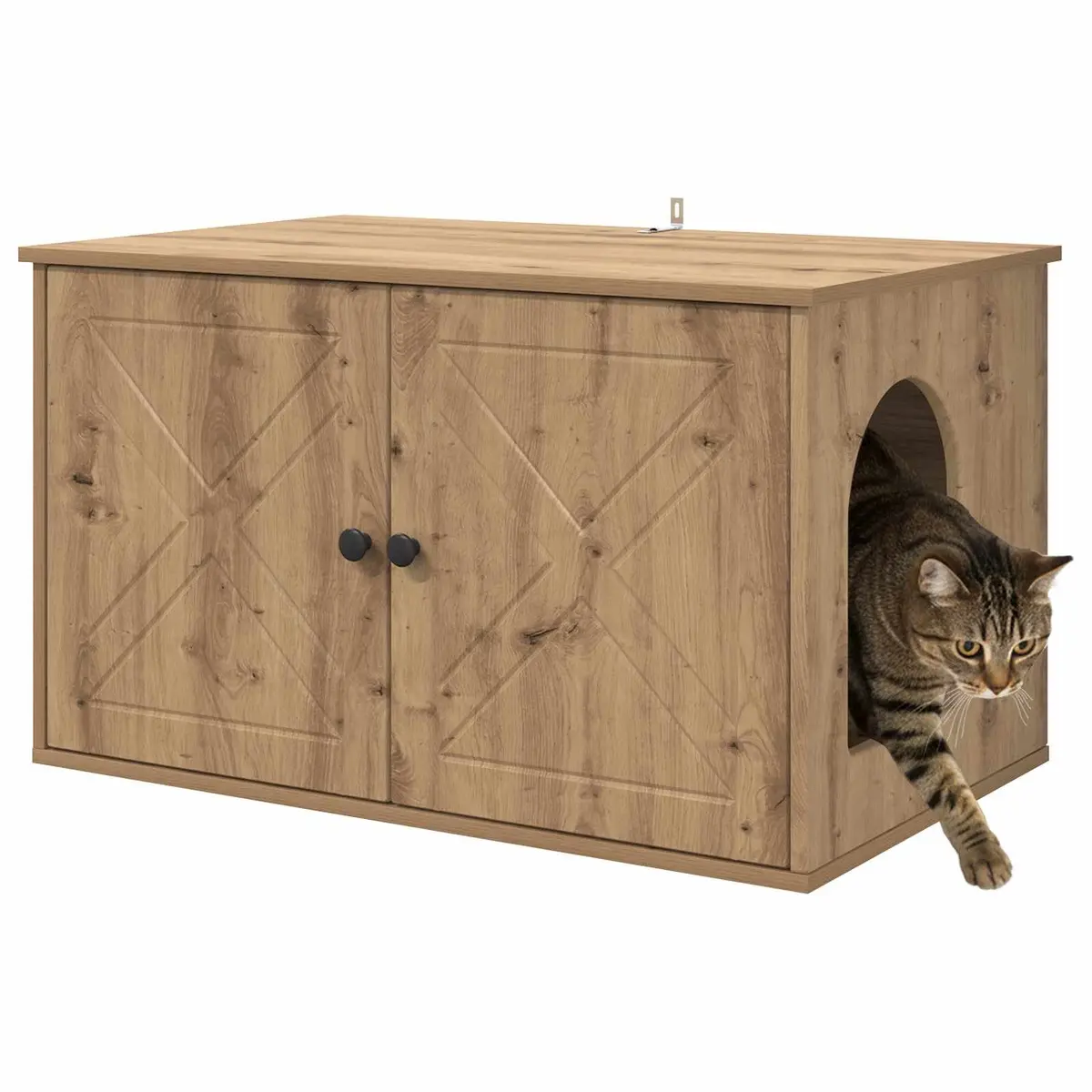 Cat House Modern Hideout Indoor Pet Furniture Brown Engineered Wood 85x55x50cm