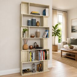 Brown Book Cabinet with 6 Compartments and 12 Shelves