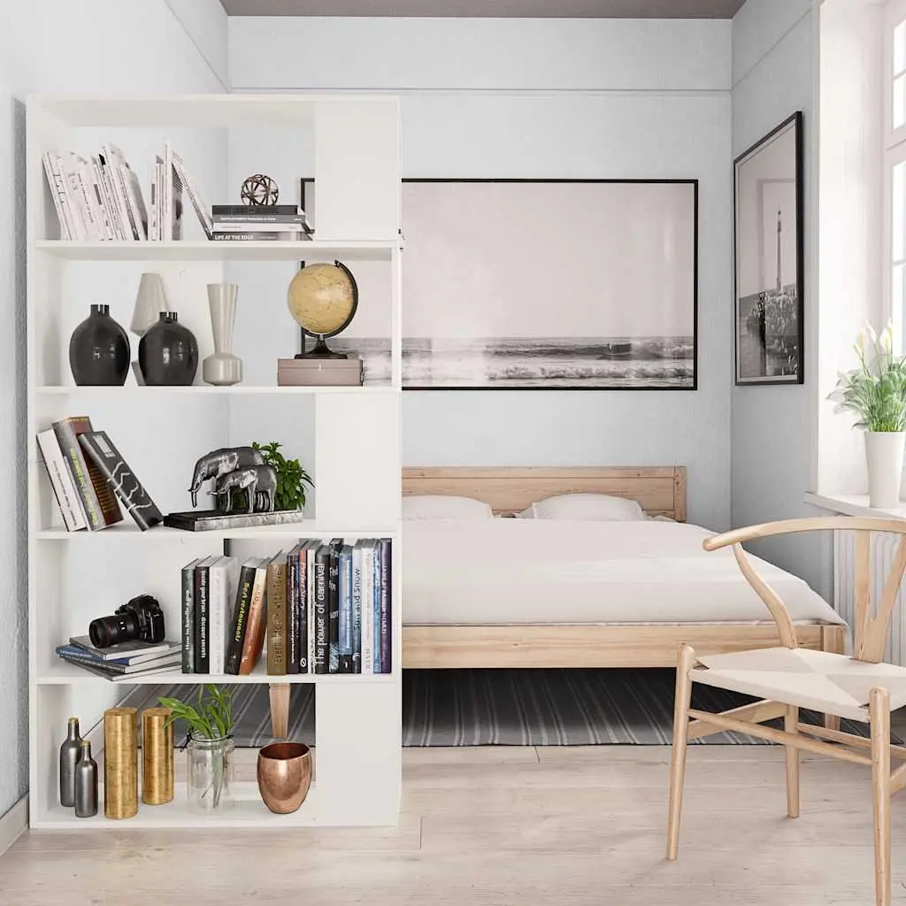 White Engineered Wood Book Cabinet 80W x 24D x 159H cm
