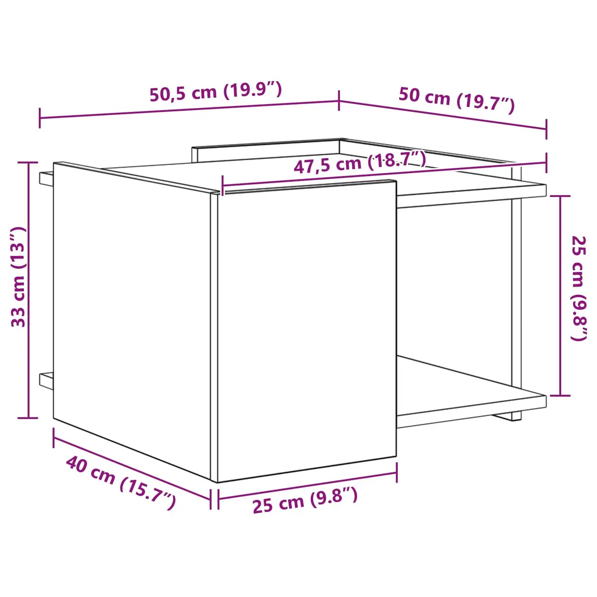 Coffee Table White 50.5 x 50 x 33 cm Modern Storage Lounge Living Room Furniture