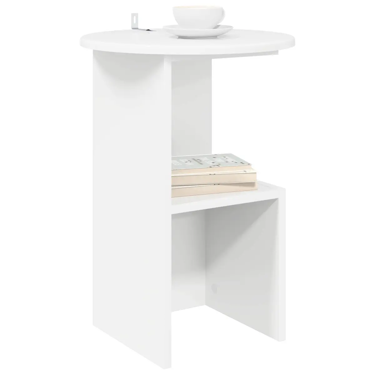 Side Table White Modern Accent Coffee Table Living Room Bedroom 39.5 x 55 cm