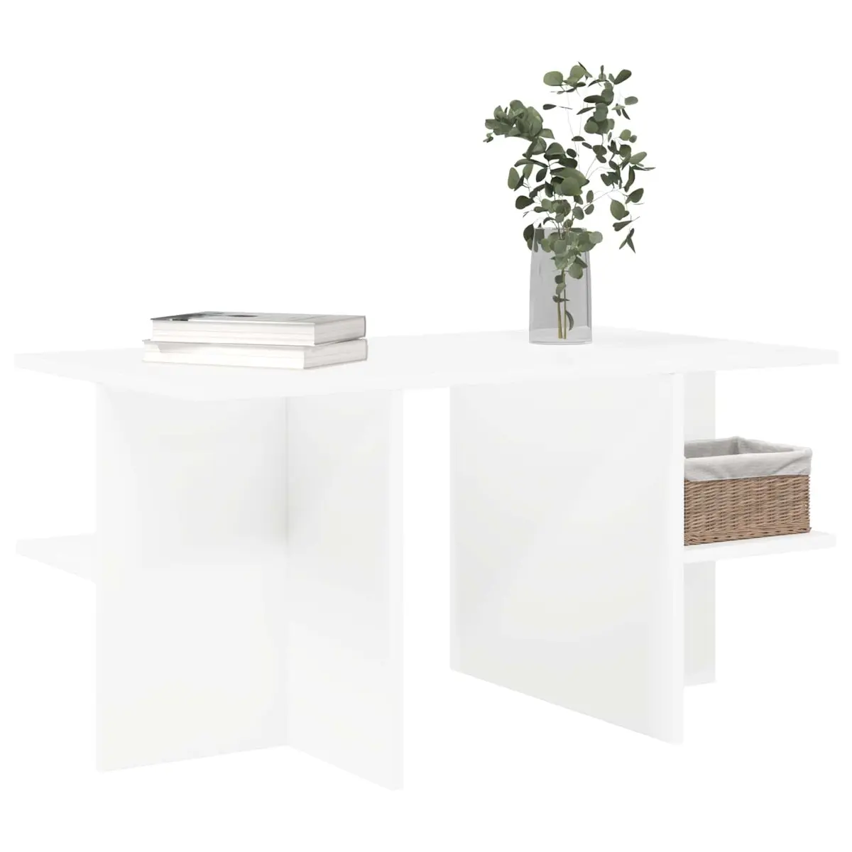 Coffee Table White Modern Living Room 87 x 50 x 45 cm