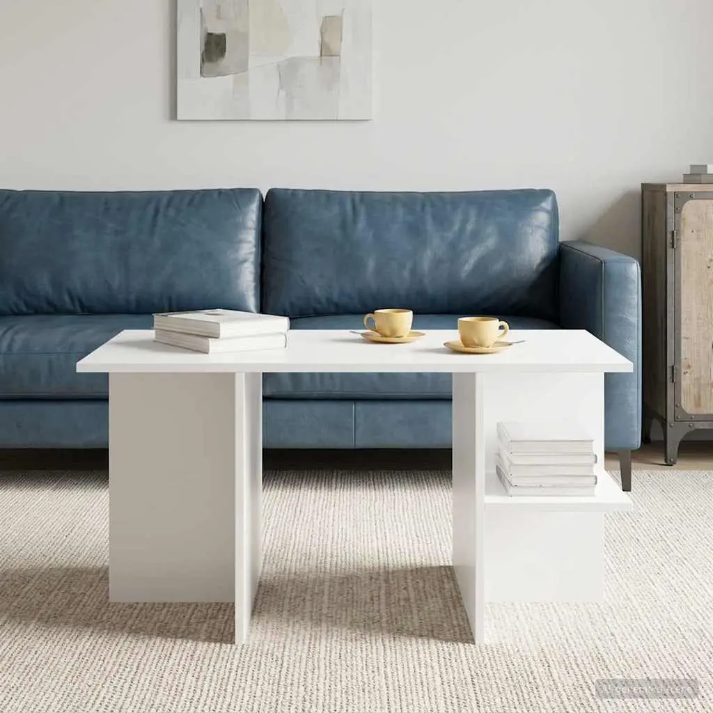 Coffee Table White Modern Living Room 87 x 50 x 45 cm