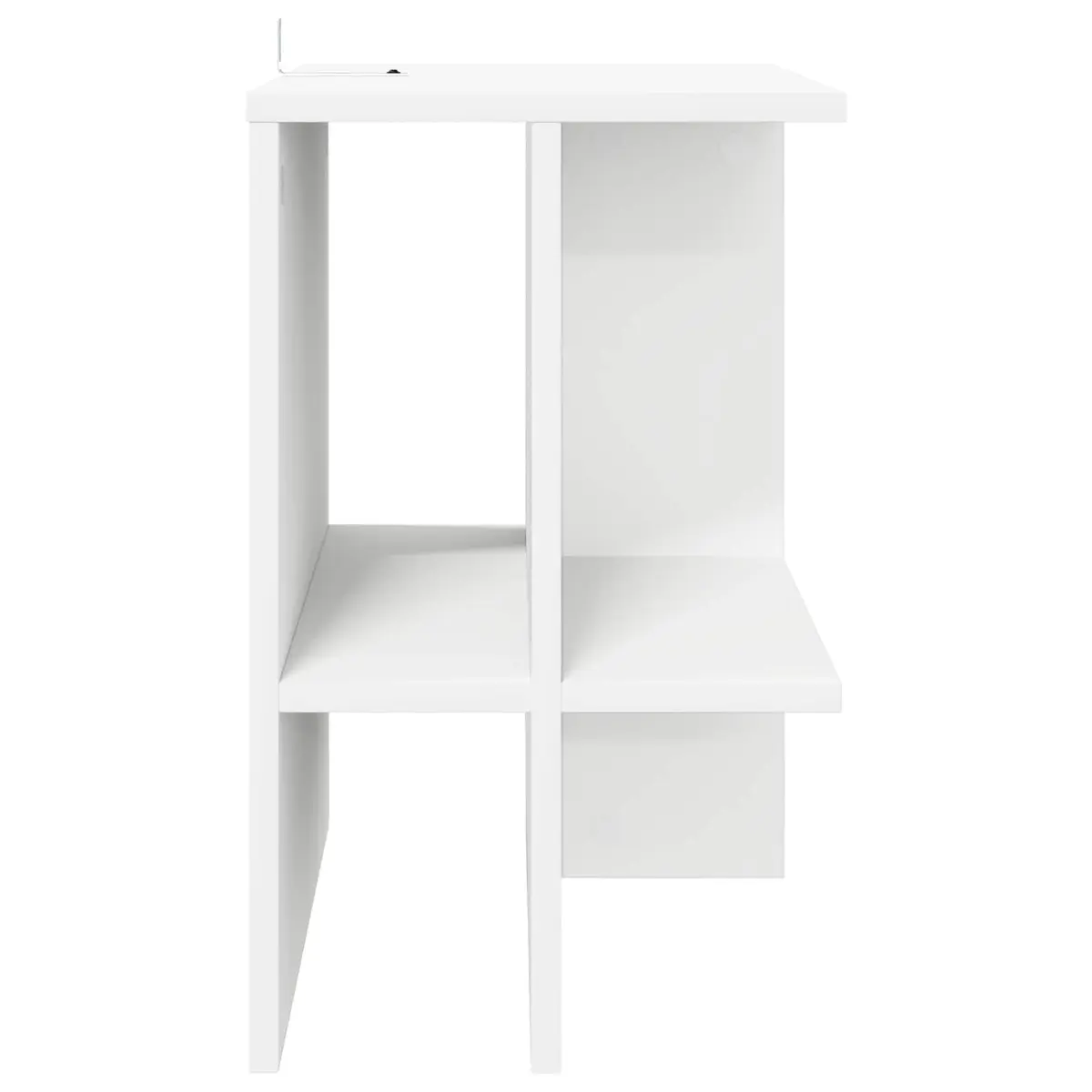 Coffee Table White Modern Living Room Furniture with Storage Shelves Accent