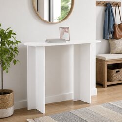Console Table White Modern Design Engineered Wood Accent Hallway Entryway