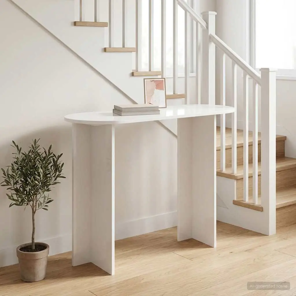 White Engineered Wood Console Table
