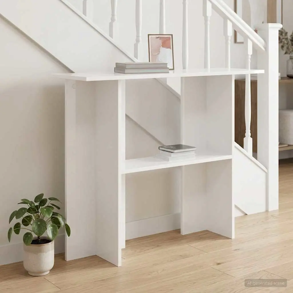White Console Table 100x30x75cm Engineered Wood Entryway Hallway Living Room