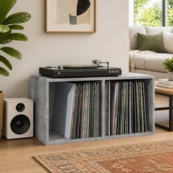 Engineered Wood Vinyl Record Storage Box - 71x34x36cm Grey