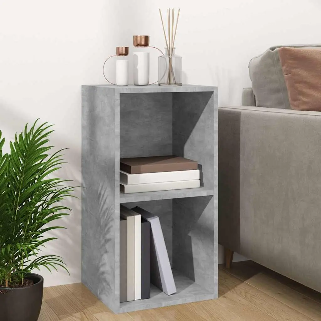 Vinyl Record Storage Cabinet Grey Engineered Wood Organiser 71x34x36cm Two Compartment