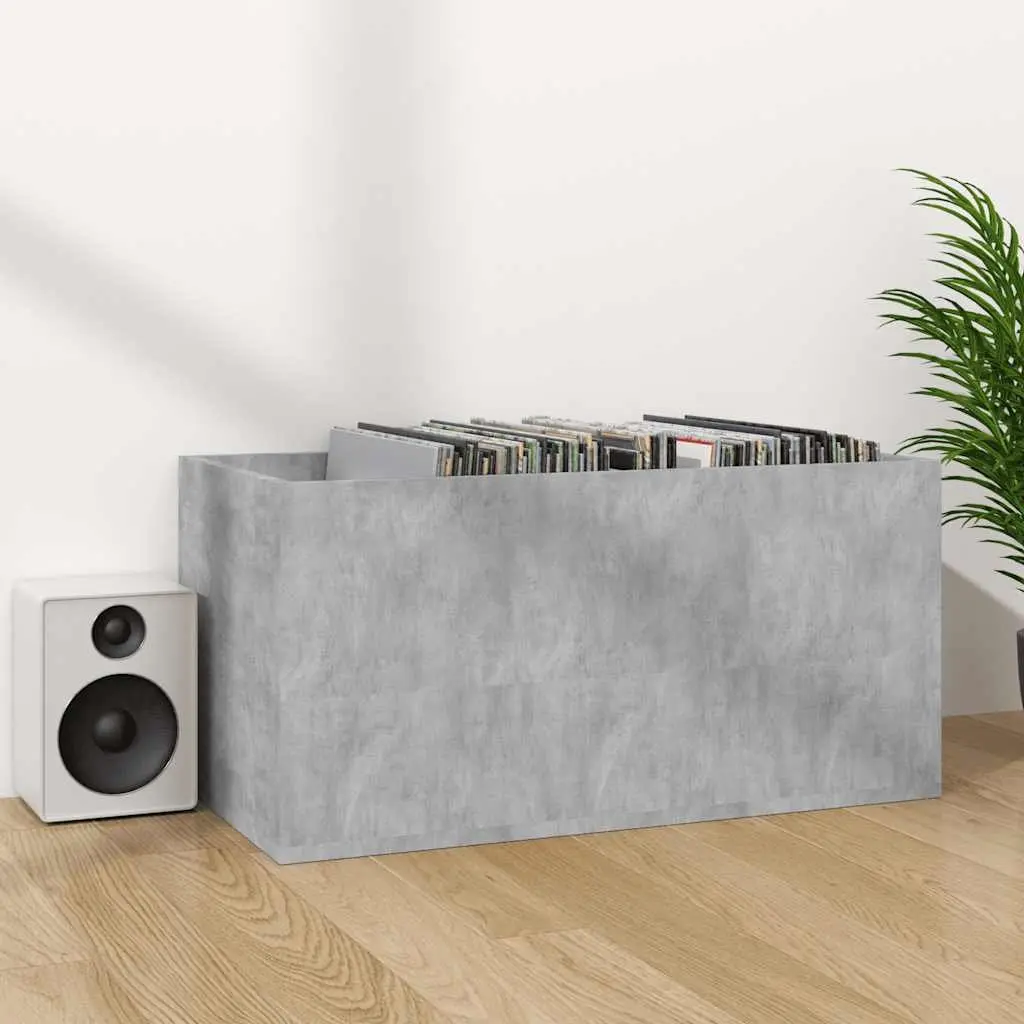 Vinyl Record Storage Cabinet Grey Engineered Wood Organiser 71x34x36cm Two Compartment