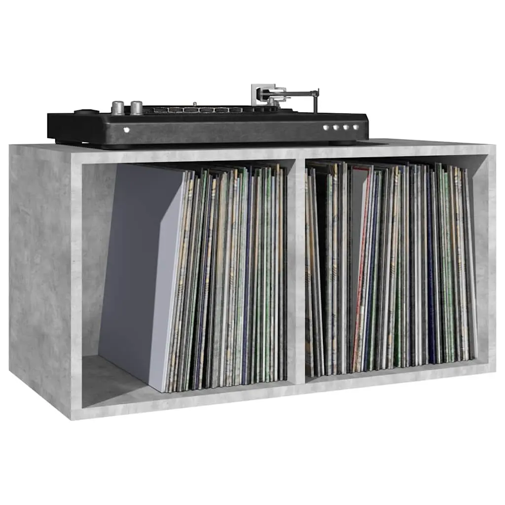 Vinyl Record Storage Cabinet Grey Engineered Wood Organiser 71x34x36cm Two Compartment