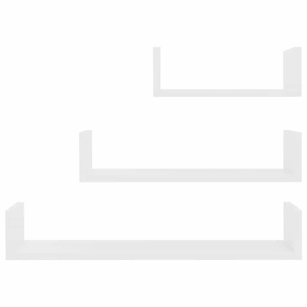 White U Shaped Wall Display Shelf Set