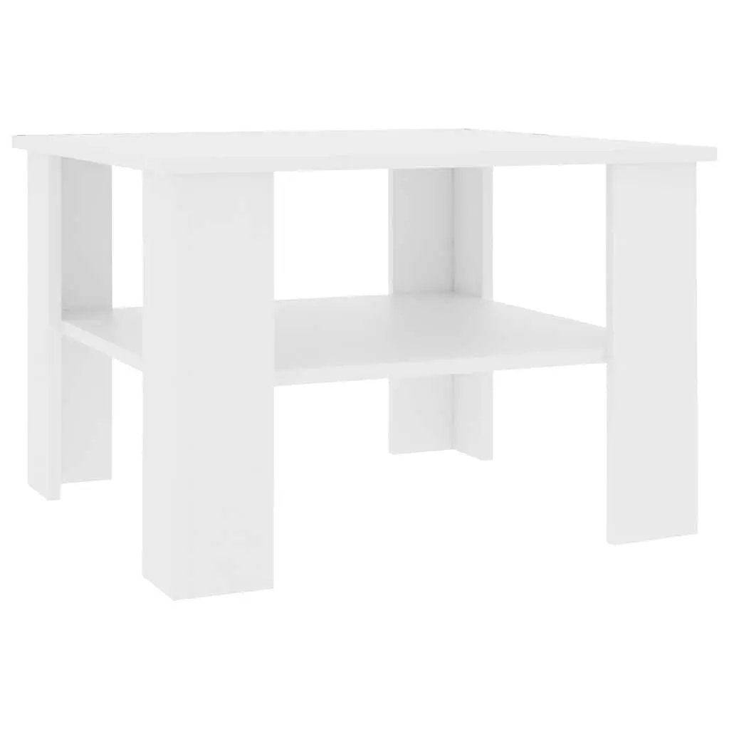 Coffee Table Living Room White 60x60x42cm Engineered Wood Storage Shelf