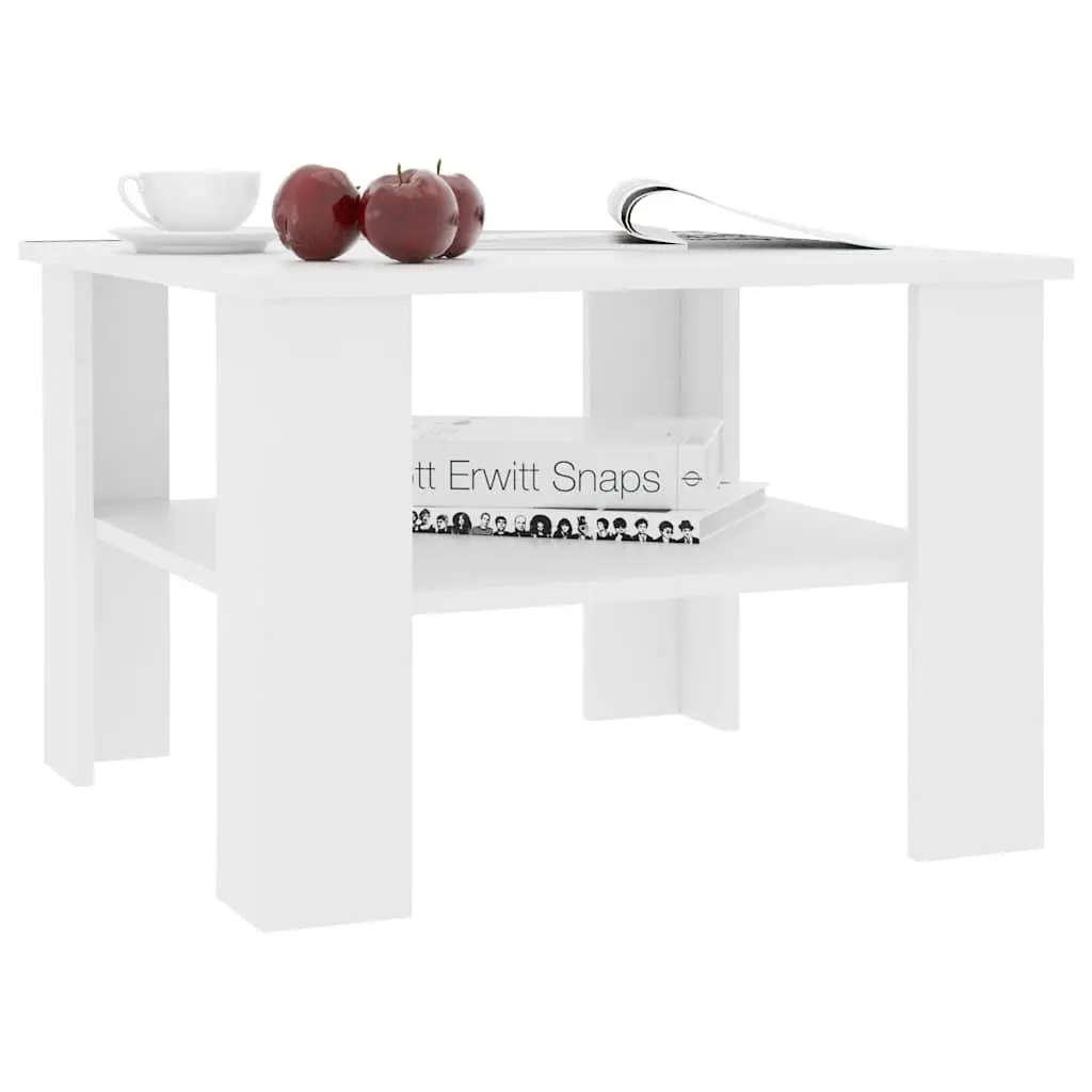 Coffee Table Living Room White 60x60x42cm Engineered Wood Storage Shelf