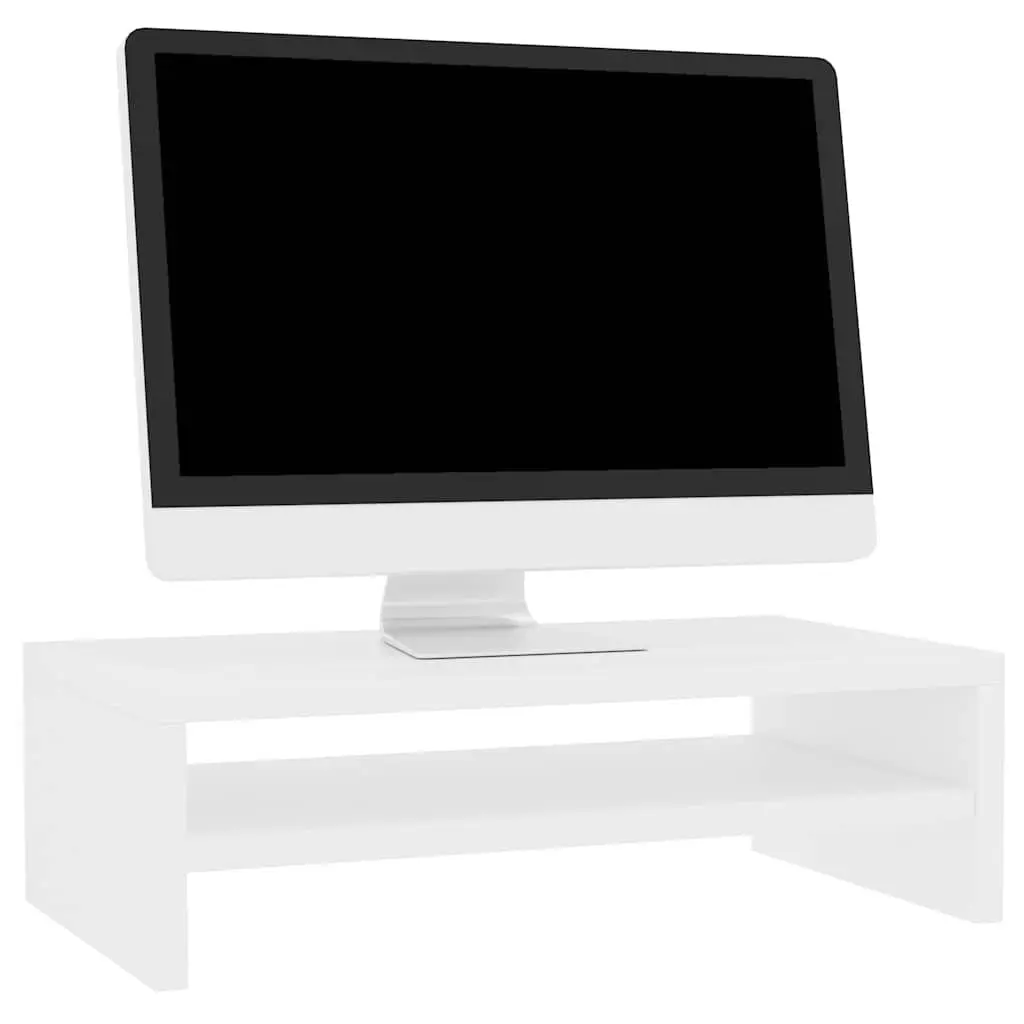 Monitor Stand Riser for Desktop Use White Engineered Wood Size 42 x 24 x 13 cm