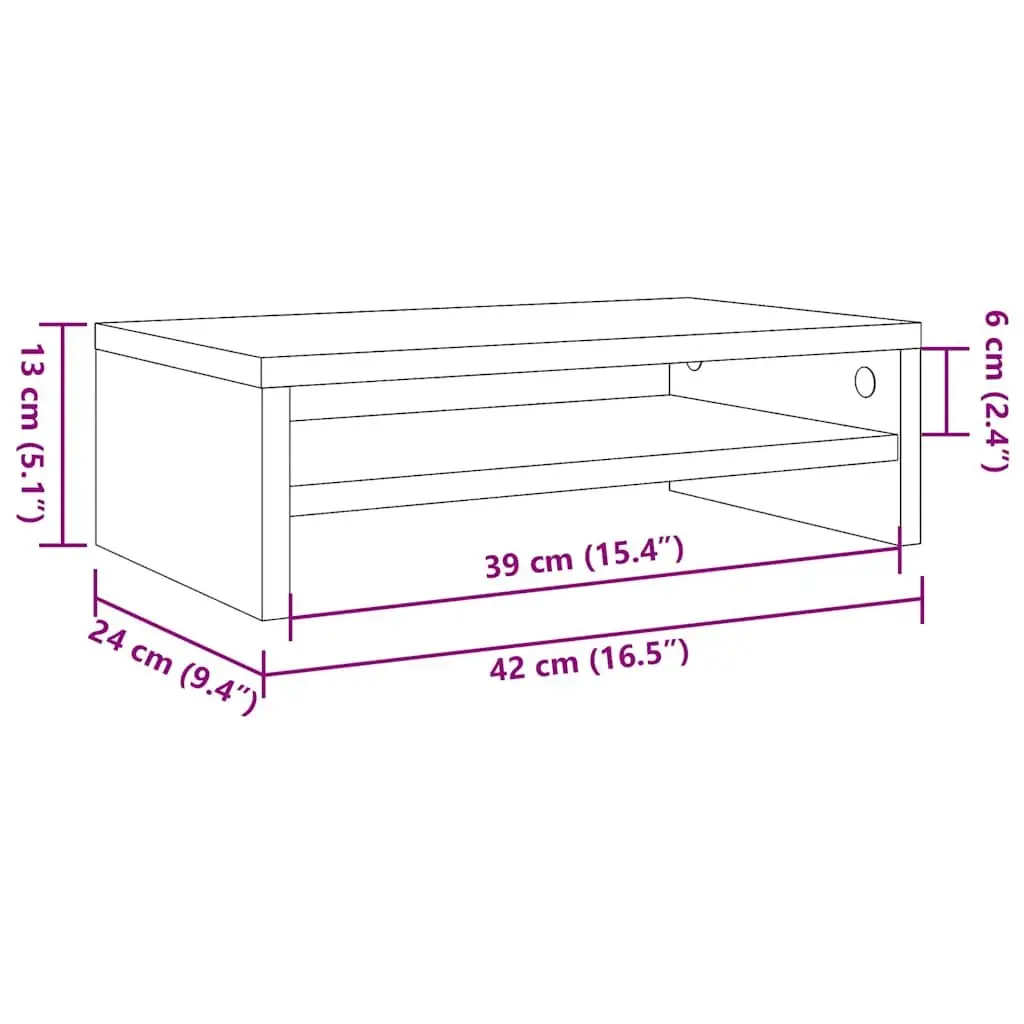Monitor Stand Riser for Desktop Use White Engineered Wood Size 42 x 24 x 13 cm