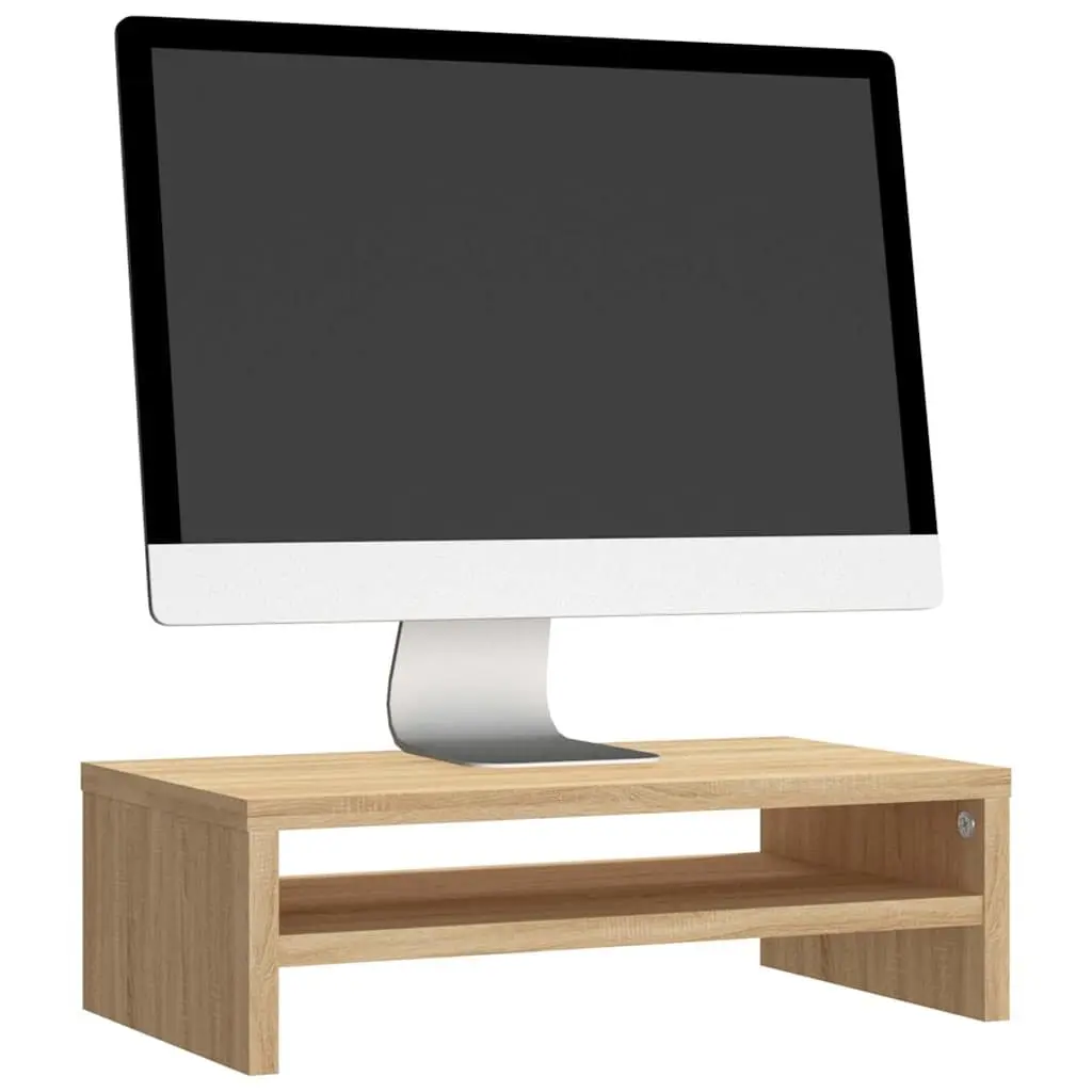 Monitor Stand Riser Sonoma Oak Engineered Wood TV Desktop Storage Shelf